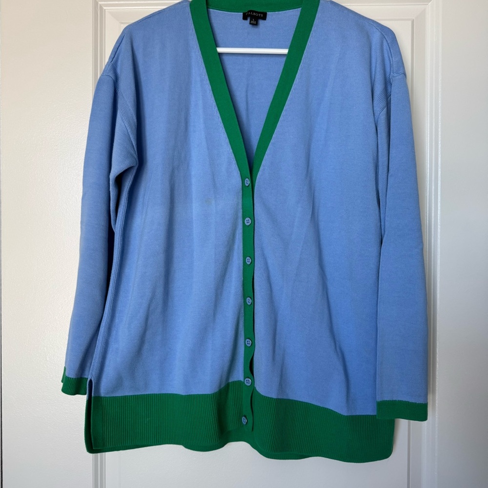 Talbots Blue and Green Women's Sweater Large